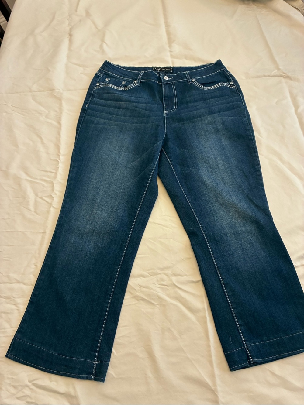 Cato Dark Blue Flare Jeans with Contrast Stitching Size 12